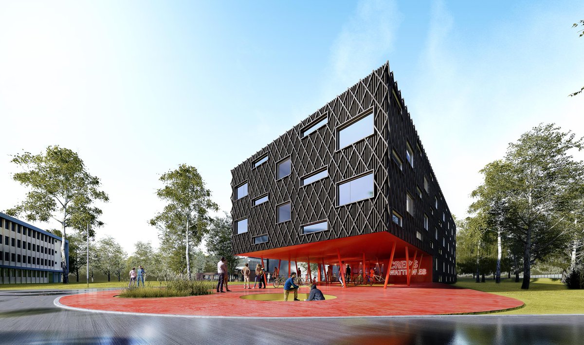 Design2a's tweet photo. 32 chambres pour sportifs de haut niveau + locaux communs.
Creps de Wattignies.

Un projet classé E4C2 grâce au procédé Eiffage B3 Ecodesign.

Maître d'ouvrage : Région des Hauts de France 
#e+c- #re2020
 #architecturelovers #containerhouse #creps #wattignies https://t.co/Bnk7UeCkME