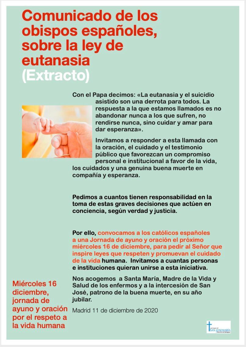 Nos unimos a la jornada de ayuno y oración por la vida. 
#NoALaEutanasia