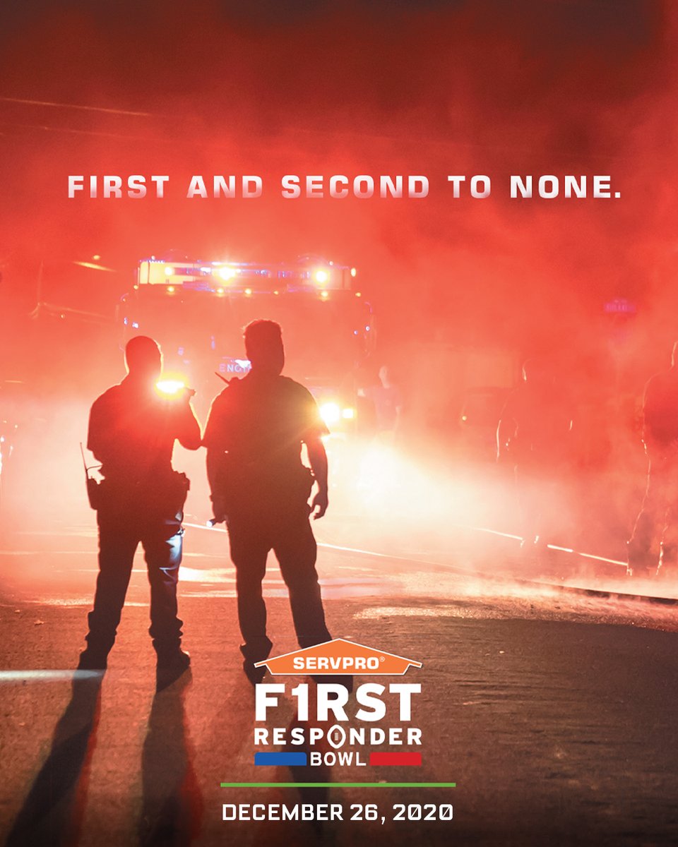 To the ones who rush in while everyone else rushes out, thank you. SERVPRO is a proud supporter of our nation's first responders. Tune in Dec. 26 to the SERVPRO First Responder Bowl as we celebrate these heroes.