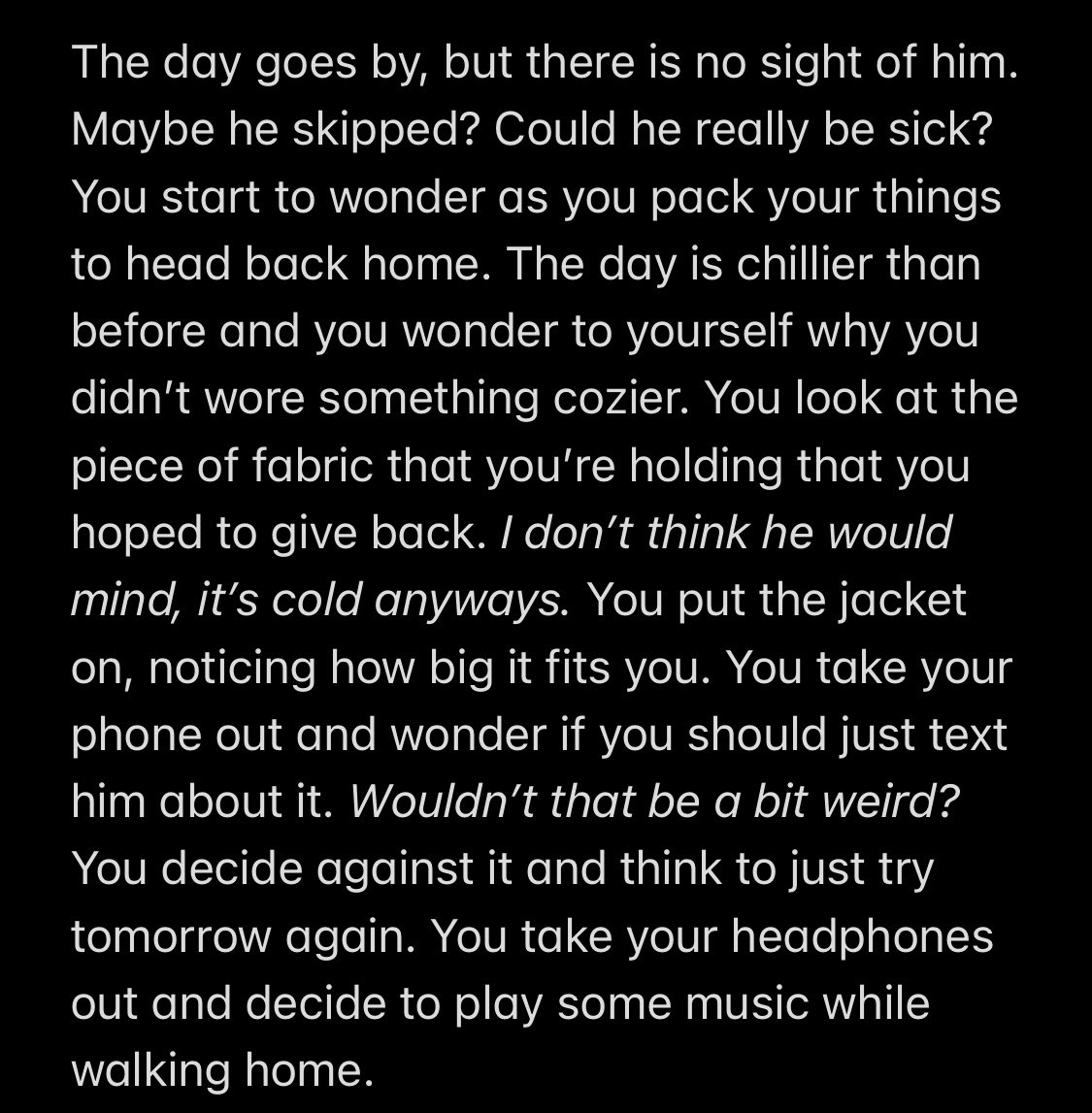 | tsukki story POV pt5 | the monday after the weekend you guys met at the café sorry this took long to write but i had a writers block, NO MORE THO i think i’ll be uploading this more frequently i have some nice ideas in store for this