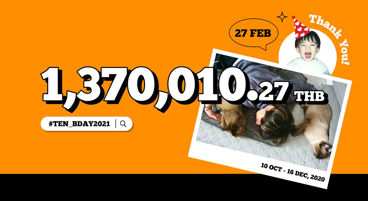 TENprojectTH's tweet photo. 📢 แจ้งยอดโดเนทอย่างเป็นทางการ วันที่ 16 ธ.ค. 63

🧡 1,370,010.27 บาท 🧡

🎉 ขอขอบคุณทุกคนที่ร่วมเป็นส่วนหนึ่งกับโปรเจค #TEN_BDAY2021 ในครั้งนี้ และคอยสนับสนุนเตนล์เสมอมา ในปี 2021 ที่จะถึงนี้ พวกเรามาสร้างความประทับใจและความทรงจำดีๆ ด้วยกันอีกครั้งนะคะ 😊🙏🏻 https://t.co/6cUV63RE6D