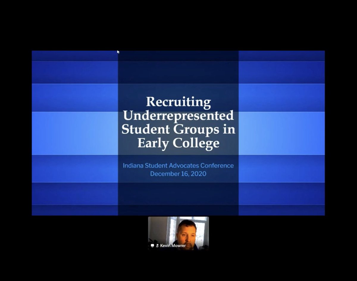DrSherriBarrow's tweet photo. Recruiting and Retention of Underrepresented Students in Early College by Kevin Mowrer Student Advocates Conference #SAC20                          
@IPSFutureCenter @HigherEdIN https://t.co/xuJJGriybL