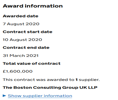 Cabinet Office has reportedly spent £120 million on consultants over the last three years. Between 2019 and 2020 this has risen by 190%, as the UK prepared for Brexit. https://www.consultancy.uk/news/26032/cabinet-office-regularly-hires-mbb-and-big-four-consultancies