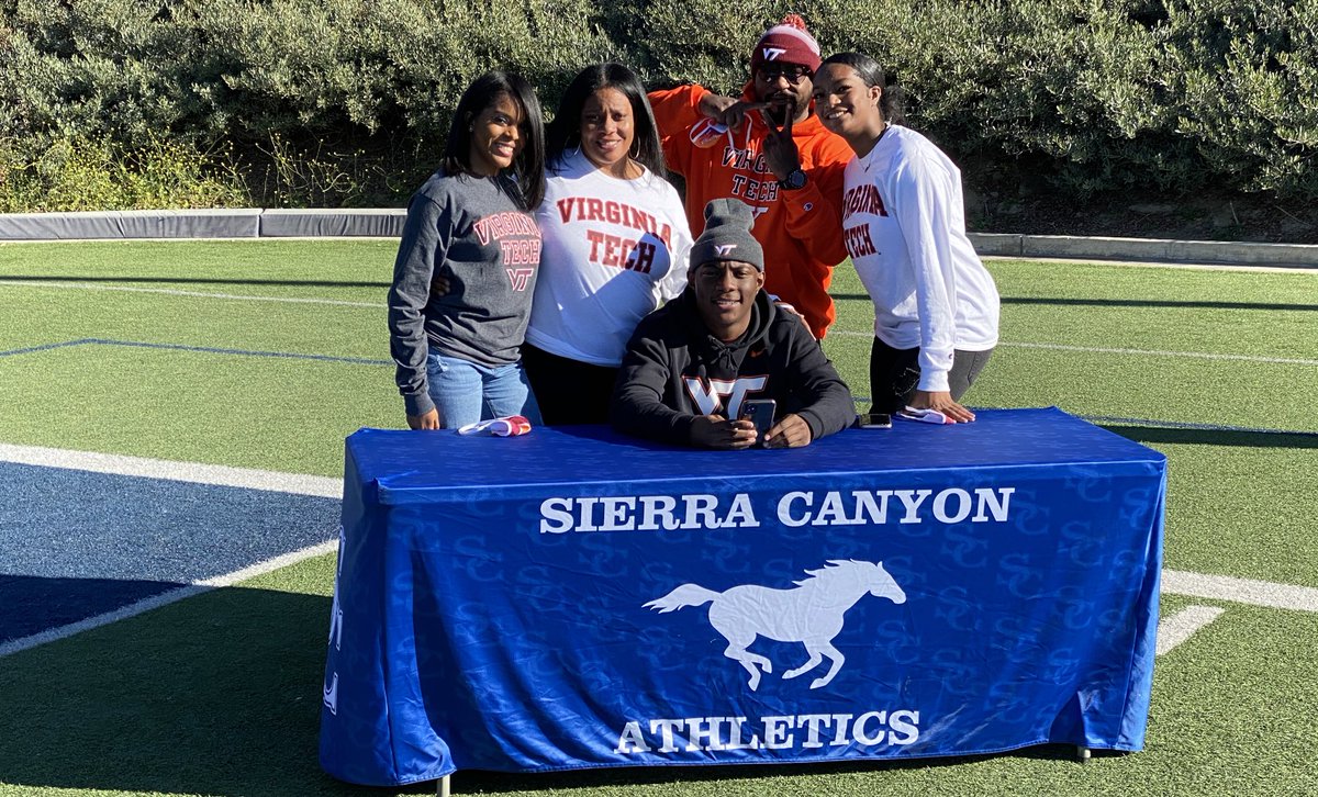 Sierra Canyon cornerback DJ Harvey signing with Virginia Tech today. #SigningDay