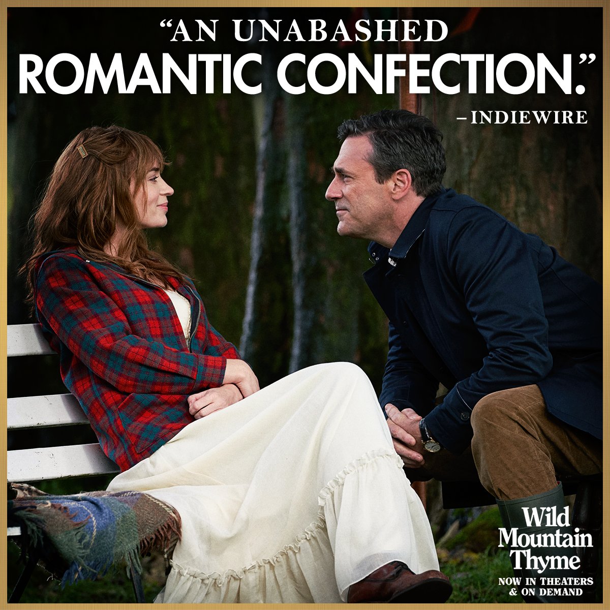 .<a href="/IndieWire/">IndieWire</a> calls #WildMountainThyme "an unabashed romantic confection." Watch this star-studded comedy on demand at home now! wildmountainthymemovie.com