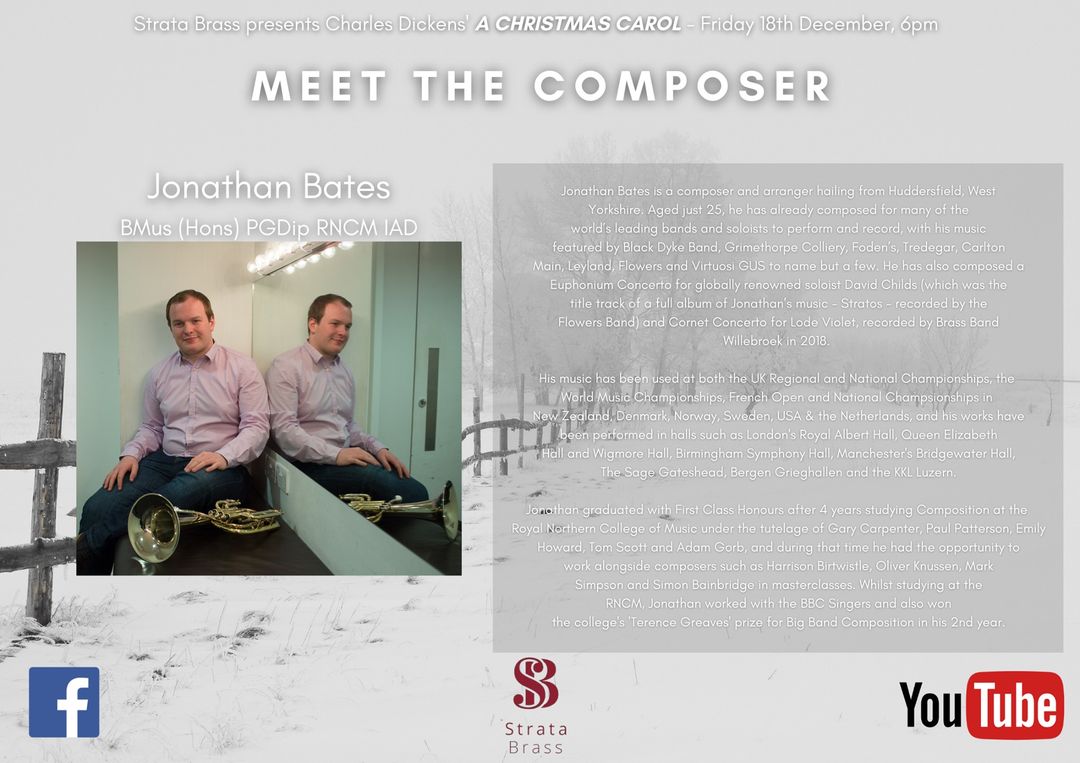 2 days to go and here is a chance to meet the man behind our 'A Christmas Carol', Jonathan Bates. For the last couple months, he has been busy writing the music, arranging great narrators and editing the video and it is only right we should shine a light on him to say thank you!