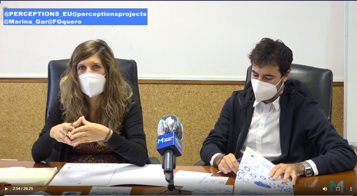 Yesterday, researchers of the UGR team talked about #PERCEPTIONSproject in the @RTV_Melilla program "Divulga Melilla" The interview is in Spanish CC. <a href="/fgquero/">Fernando García-Quero</a> <a href="/Marina__Gar/">Marina García-Carmona</a>
playmelilla.es/perceptions-di…