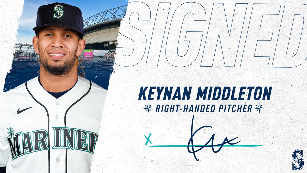 Mariners's tweet photo. Welcome home, Keynan! 

We have signed Portland-native (and Mariners fan) Keynan Middleton, a right-handed pitcher, to a Major League contract.  

📰 https://t.co/ofjADulkqT https://t.co/tFnBS5JMQA