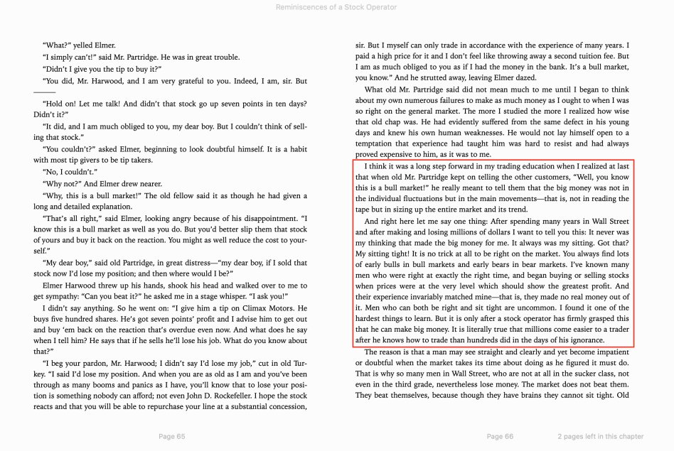 6. Ride trends as hard as possible. When you establish your position, ride it, the trend is up, the market is green. Sure we'll get pullbacks but look at these as opportunities and nothing to be feared.See excerpt in red.