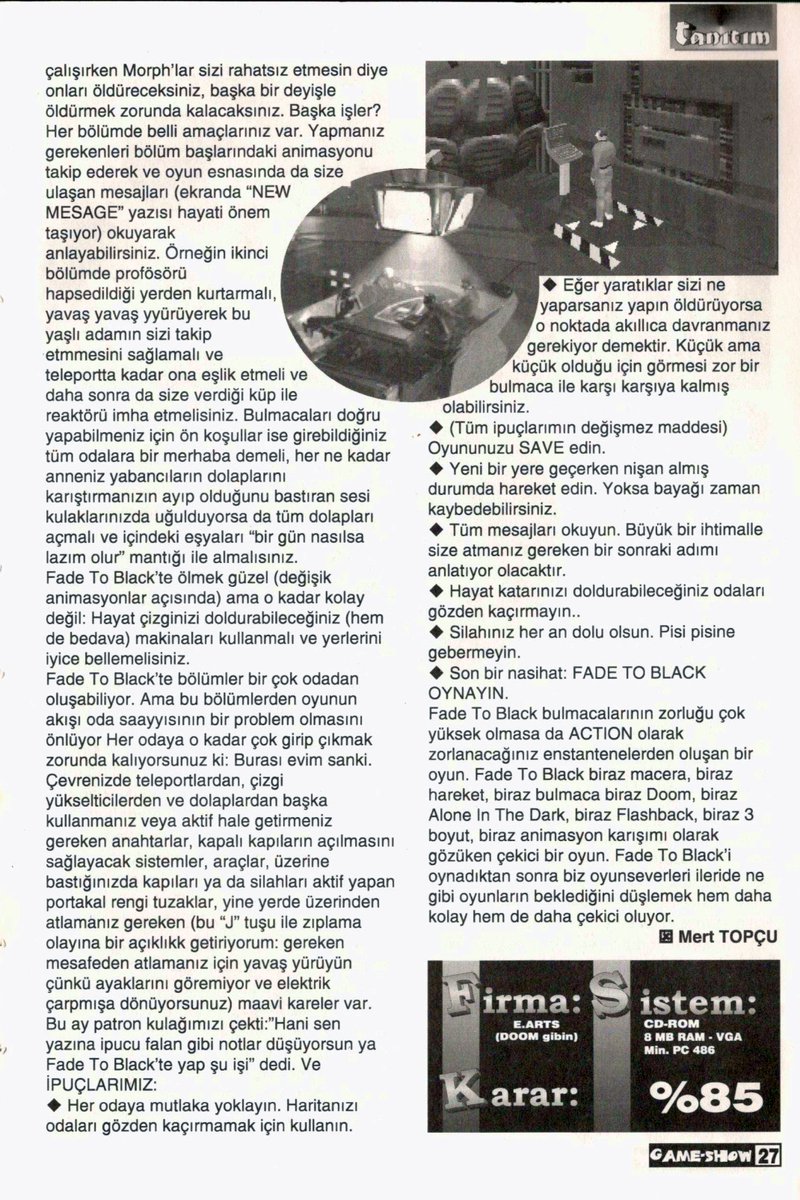 GameShowTR's tweet photo. #GameShow #GameShowTR 
#OnuncuSayı #Issue10
#Aralık1995 #December1995

Fade To Black 🏃‍♂️
#FadeToBlack

#Aksiyon #Action #Adventure 
#DelphineSoftware #Delphine @EA

https://t.co/rFVozVaG4E
https://t.co/0p3E67LvY0 https://t.co/1DLroztXlY