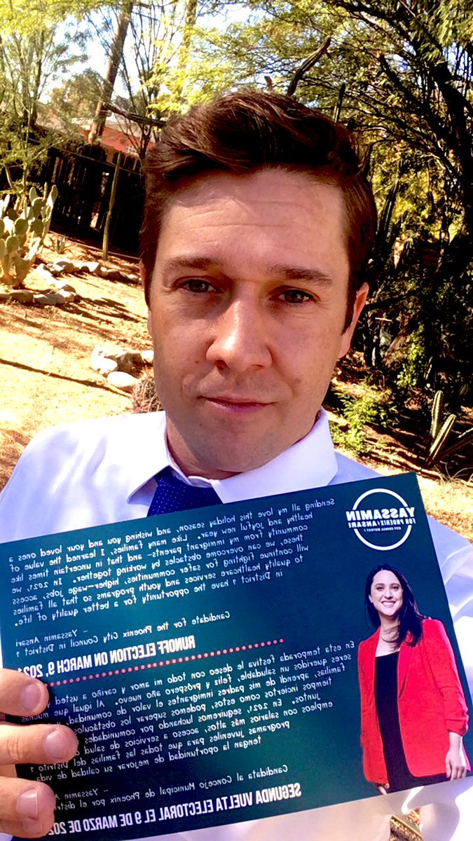 TheWilkey's tweet photo. HOT OFF THE PRESSES: Just picked up the new @yassaminansari holiday-themed literature last night! Thank you @becca_organizer for the hand-off! Can’t wait to do my Lit Drop later today! Runoff election is March 9th, let’s get it! https://t.co/Mi7wwPRjKF