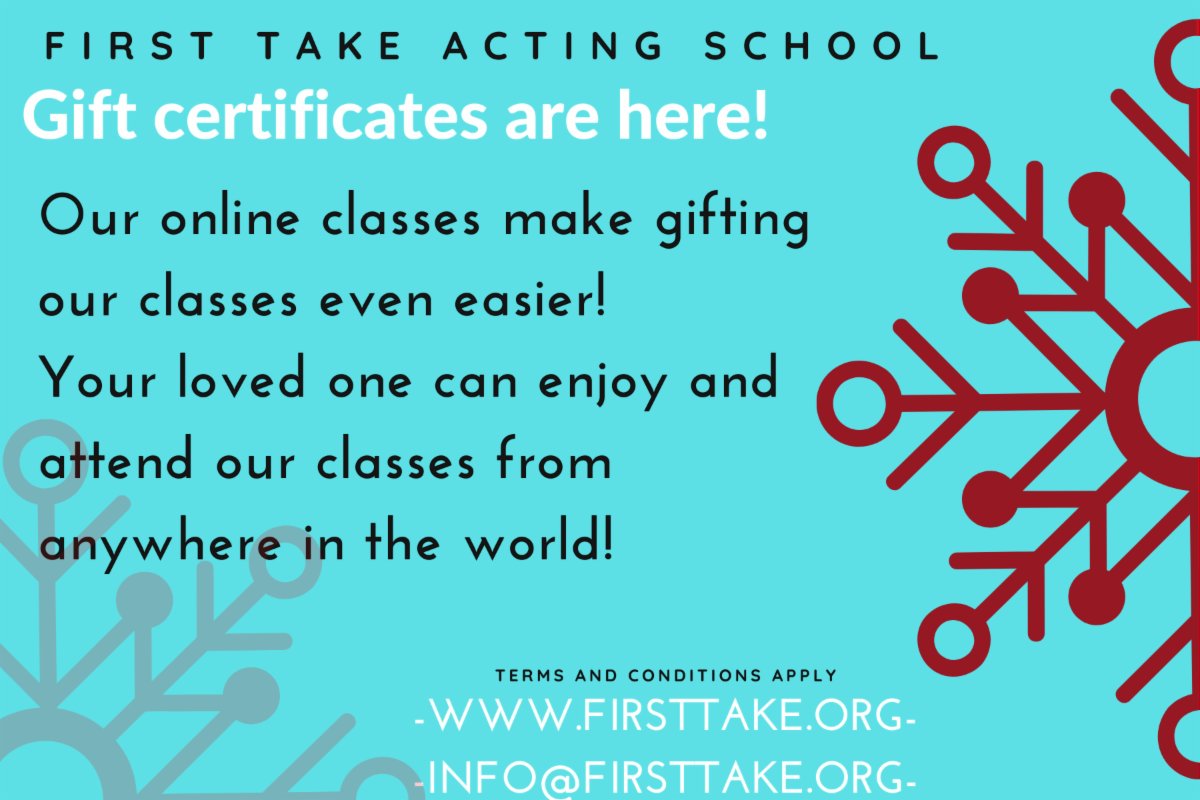 FirstTakeActing's tweet image. Need a fun last minute gift? Give them an acting class! conta.cc/2Win9S1
