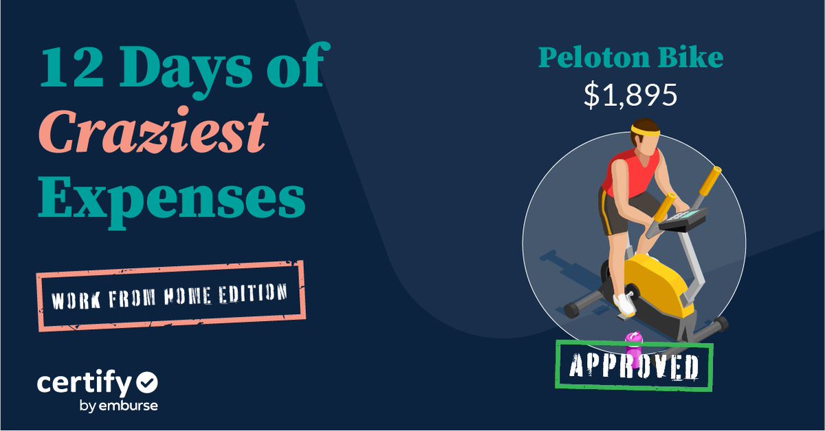 emburse's tweet photo. On the 6th business day of #Expensemas my employees sent to me, a @onepeloton bike receipt for $1,895. Check out the rest of this year's craziest expenses: WFH edition!
https://t.co/N1eA2VGpXv https://t.co/Kt1Hz1qTQm