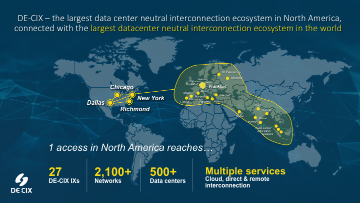 DECIX_US's tweet photo. #BreakingNews unveiled at the #Interconnection #DECIXSummit - we have doubled our #US footprint with two new #IX's; one now available in #Chicago, IL and one soon to be #RFS in #Richmond, VA.
Read the full #pressrelease: https://t.co/LEegLpZjrI https://t.co/UBr0e6by8U