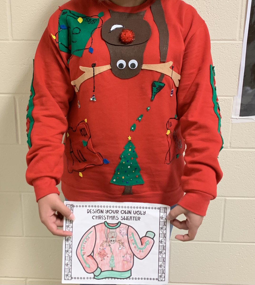 SciwithPie's tweet photo. When your students are just as extra as you! A science sweater my student made who wants to be a fashion designer!!! @Lockhart_JH #imlucky #scienceinfashion https://t.co/yOR5KzXOoE