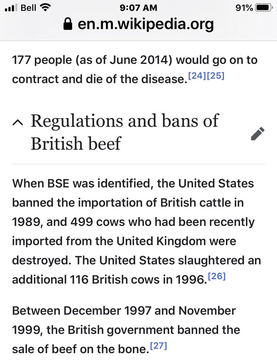 We see the same order of prioritization in the US. On the surface it seems the industry took BSE seriously. Banning UK beef imports and culling UK cows. Same with Canada.