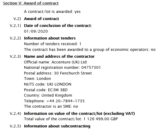 Accenture Plc have also been awarded up to £14m, largely for overseeing Test and Trace and installing a Clinical and Digital Information System in the NHS, including two contracts valued at some £850,000 for 10 weeks work. https://news.sky.com/story/coronavirus-government-defends-use-of-consultancy-to-lead-roll-out-of-uks-new-contact-tracing-app-12053085