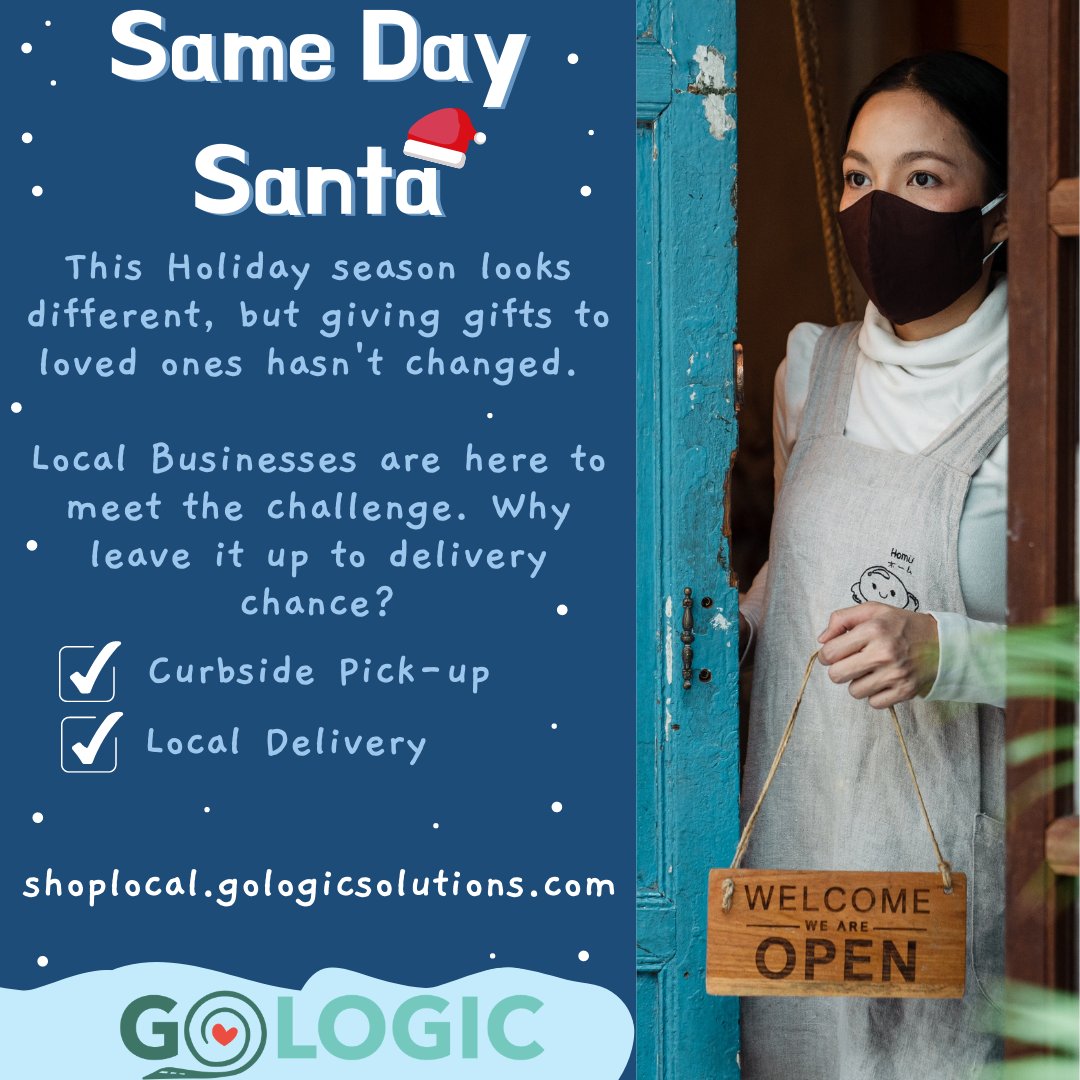 We're happy to announce our newest initiative Same Day Santa! The holiday season is just around the corner and local businesses are meeting the challenge to cater to holiday shoppers. This holiday season let's #ShopLocal #ShopDigital #ShopSafe.