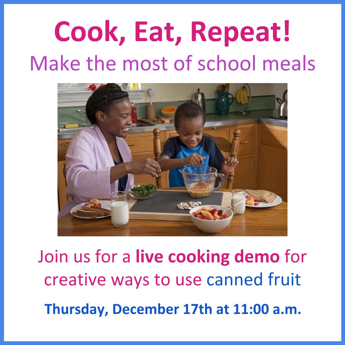 Looking for another way to use some extra school meal fruit cups--and for something you and the kids can do together in the kitchen?  Join #MDSNAPEd for a FB Live cooking demo &amp; transform them into muffins! This Thursday (12/17) @ 11am - facebook.com/EatSmartMD. <a href="/eathealthy_MCPS/">Division of Food and Nutrition Services MCPSmd</a>