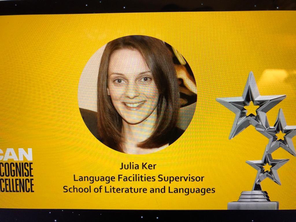 SurreySLL's tweet photo. Big congratulations as well to Languages Facilities Supervisor Julia Kerr, for a very worthy nomination for colleague of the year. #TEAMSLL https://t.co/Hs9QuNxYEW
