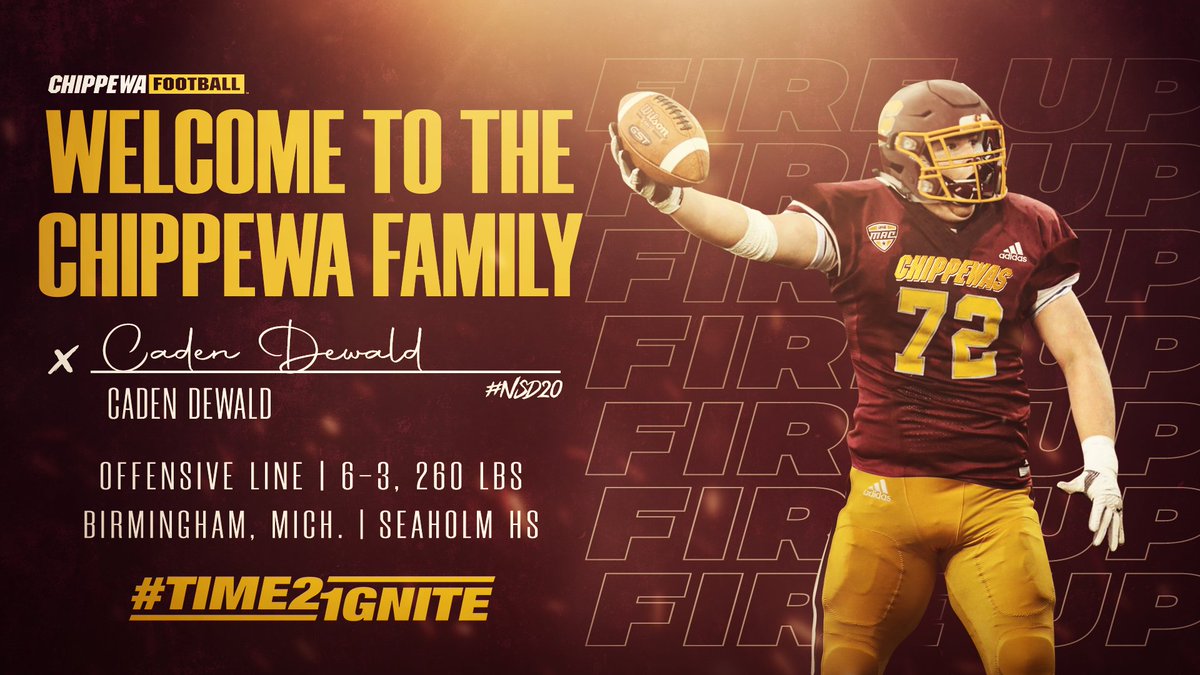 ✍️ Caden Dewald is officially a member of the CMU Football family‼️

Congratulations and welcome to Central Michigan University!

#FireUpChips 🔥⬆️ 🏈|| #TIME21GNITE