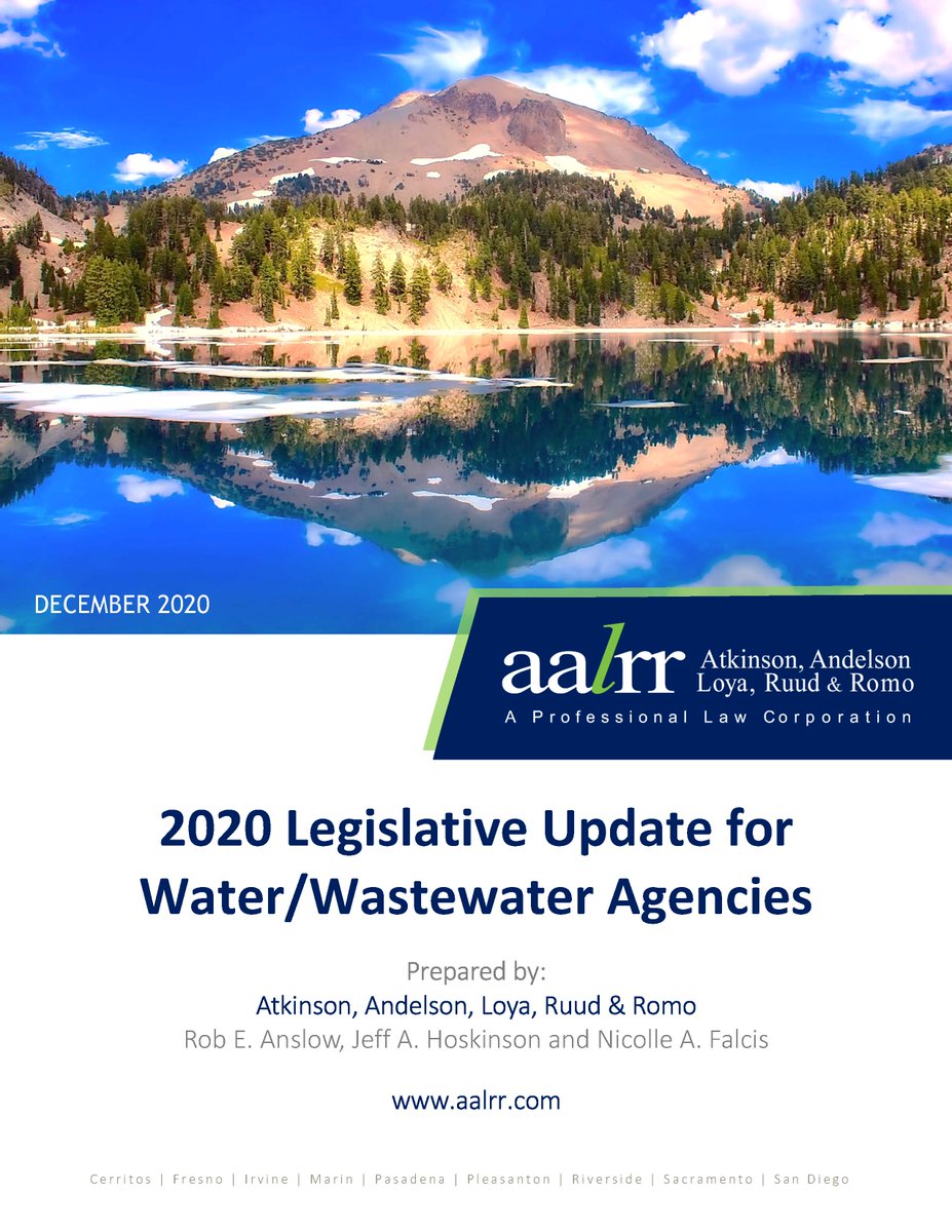 2020 Legislative Update for Water/Wastewater Agencies
lnkd.in/gRixKFS
#AALRR #Water #WasteWater #LegislativeUpdate