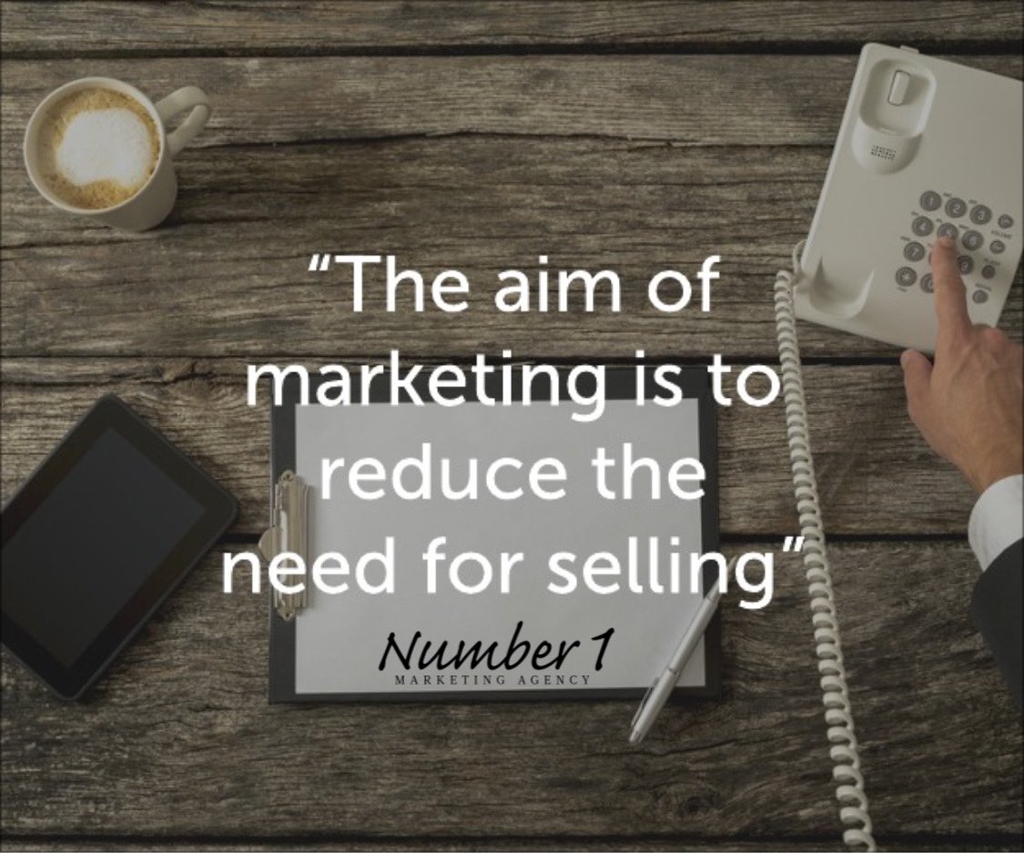 🔹 Marketing Aim 🔹
.
Effective marketers understand and communicate how a product or service will meet the needs of a customer. Do this well, then customers won't need to be persuaded, and selling becomes easy
.
Contact us today: number1marketing.co.uk
