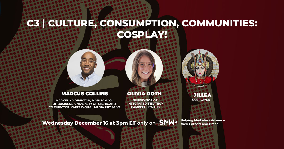 On the eighth episode of C3, Marcus and Olivia are joined by Jillea, a visionary Cosplay artist and costume designer, to discuss the culture and consumption of the Cosplay community.

Tune in today at 3pm ET: ow.ly/LamS50CNeeb