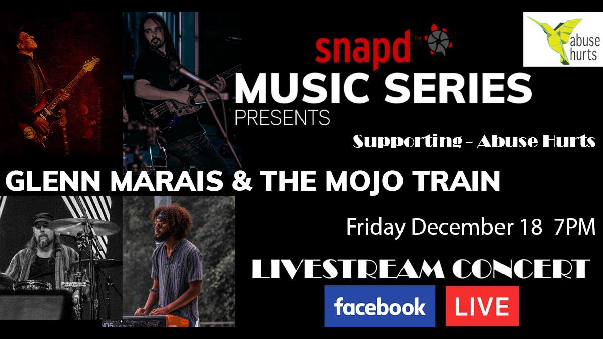 Tonight at 7pm <a href="/getsnapd/">snapd</a> Music Series presents Glenn Marais and The Mojo Train live on Facebook @ 7PM facebook.com/getsnapd/ Donations to Abuse Hurts <a href="/Abusehurtsca/">AbuseHurts.Ca</a> newmarket.snapd.com/events/view/13… #live #music #aurora #bradford #georgina #newmarket #yorkregion
