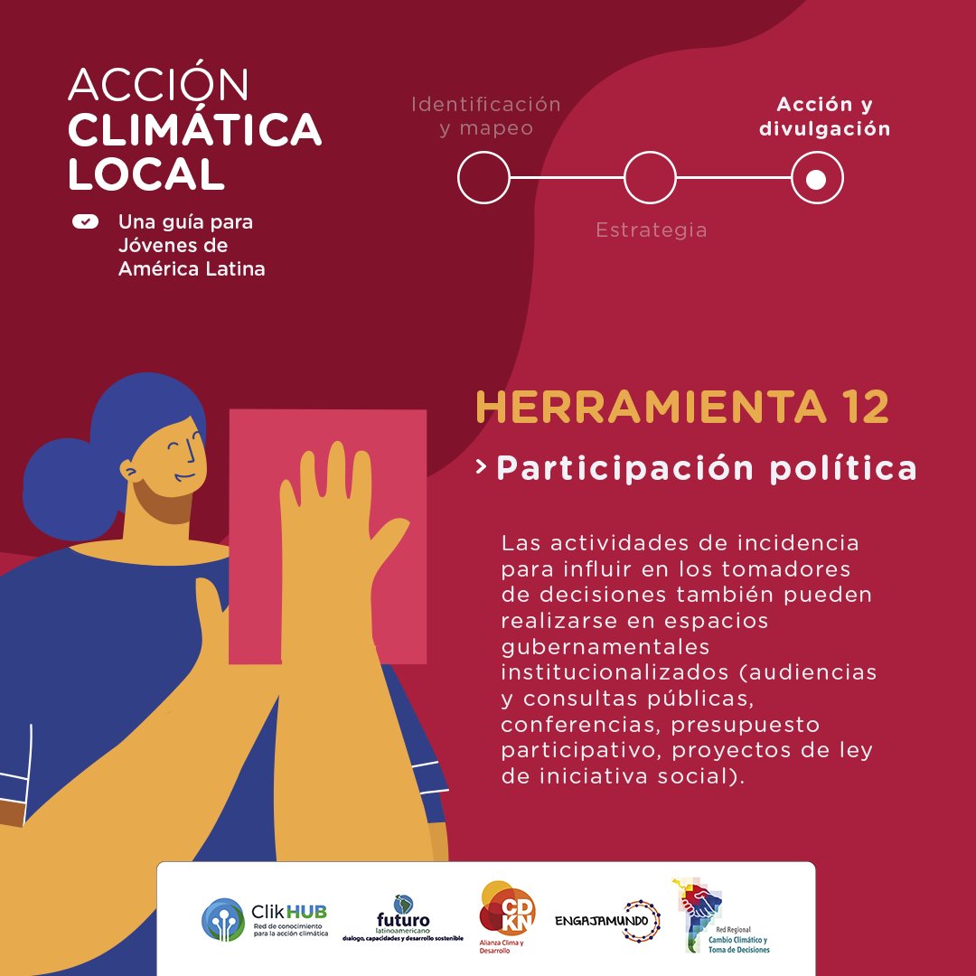 ¡Guía para la acción climática!

Una buena estrategia de difusión es fundamental para incrementar el impacto de toda acción climática 

Descargá la guia con #tips para lograr un mayor impacto y mejorar la comunicación que elaboramos junto a <a href="/ENGAJAMUNDO/">Engajamundo</a> <a href="/CDKN_LA/">Alianza Clima y Desarrollo en América Latina</a> <a href="/FuturoLatinoame/">Fundación Futuro Latinoamericano</a>