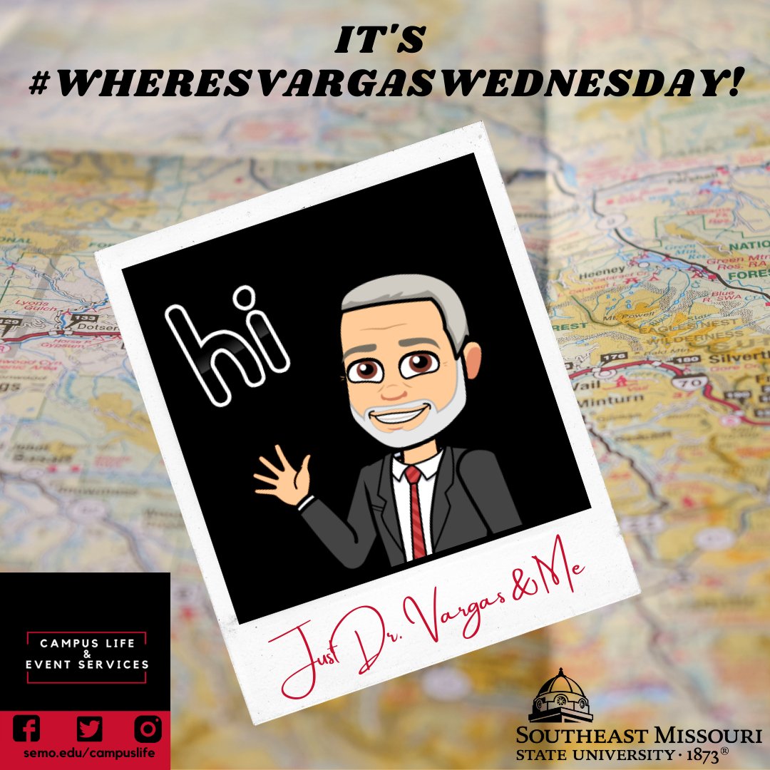 SECampusLife's tweet photo. Share your photos with Dr. Vargas or use his bitmoji to travel with you during the winter break. Share your travels so we see where Dr. Vargas goes. #WheresVargasWednesday #SEMOGetInvolved https://t.co/IgZBvcGPv2