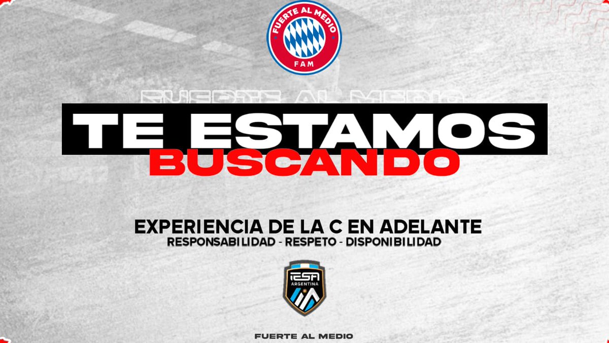 FuerteAlMedioCP's tweet photo. Buscamos jugadores para la Proxima Temporada 🎮 ⚽️
Contactarse al MD 📩

#FuerteAlMedio 🔴⚪ https://t.co/Q5fTQoZ8NC