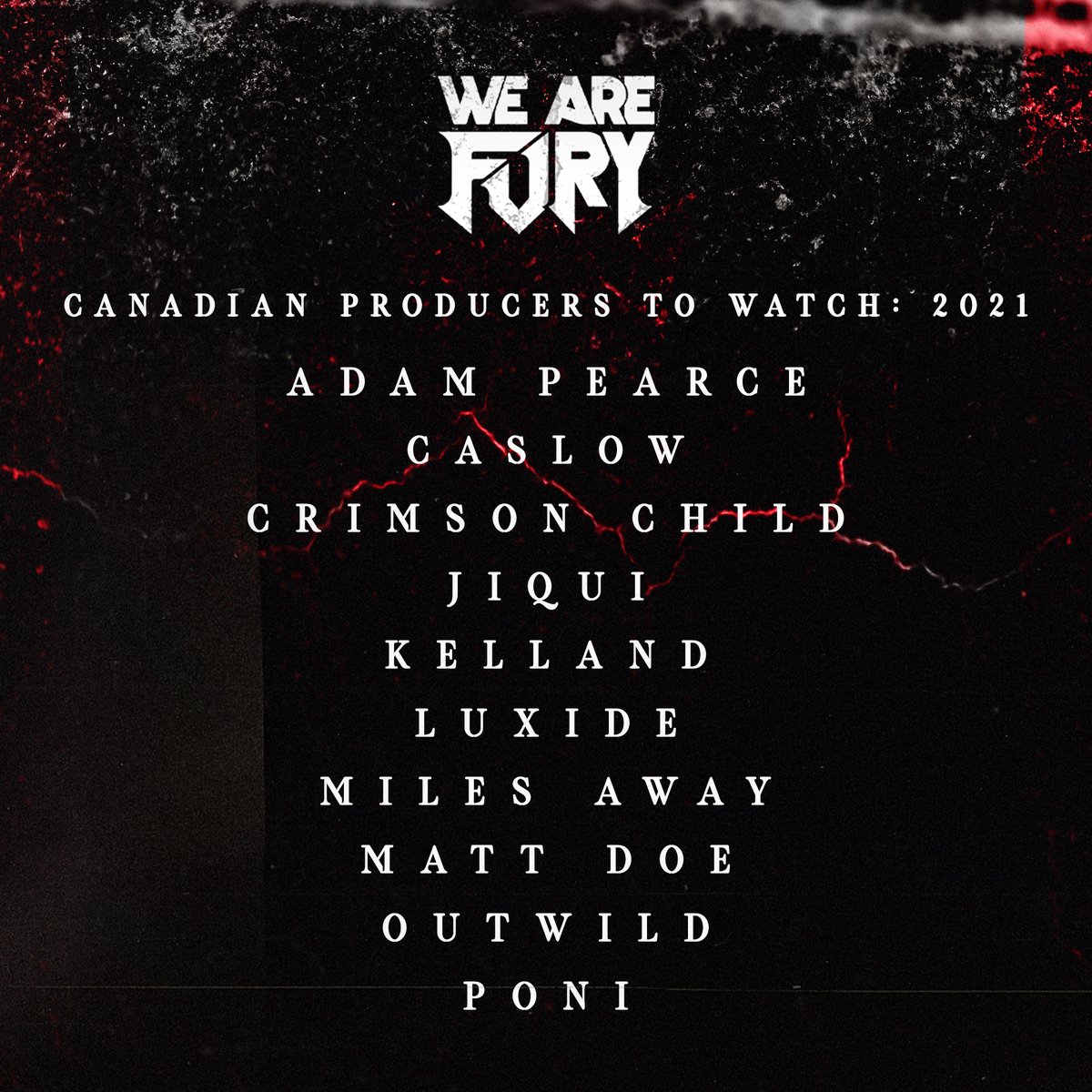 wearefurymusic's tweet photo. 10 Canadian Producers to Watch in 2021 🇨🇦

@adampearcemedia 
@caslowofficial 
@crimsonchild__ 
@jiquiofficial 
@kellandmusic 
@luxidemusic 
@supmilesaway 
@MATTDOEMUSIC 
@itsoutwild 
@poninoises https://t.co/7vTLBwqAmQ