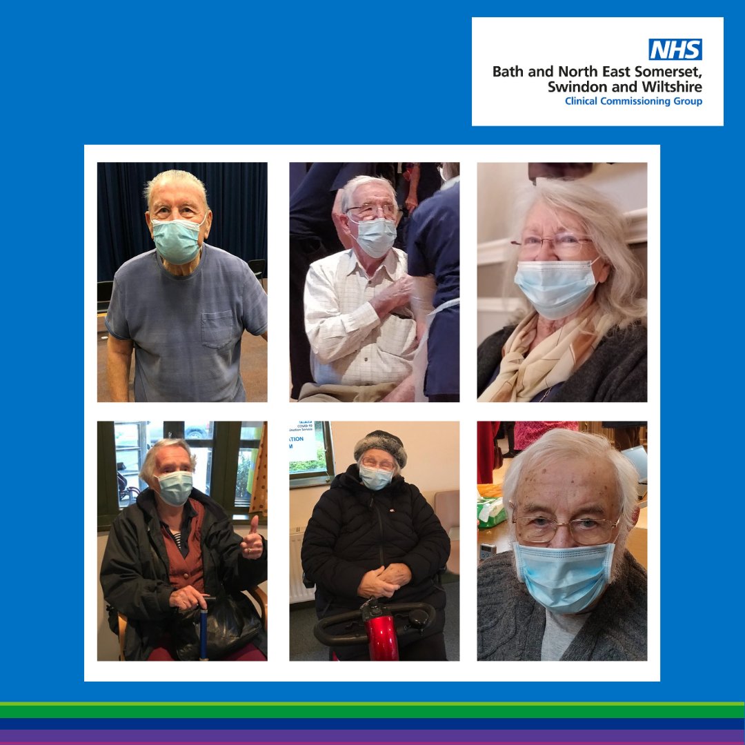 NHSBSWICB's tweet photo. These are just some of the faces of the people who received the Covid19 vaccination today in BaNES, Swindon and Wiltshire. 

One of them said: 'I feel absolutely marvellous, it’s a pretty good feeling to get the vaccine. Everyone should have the jab when its offered.' https://t.co/qGZgzKAbWd