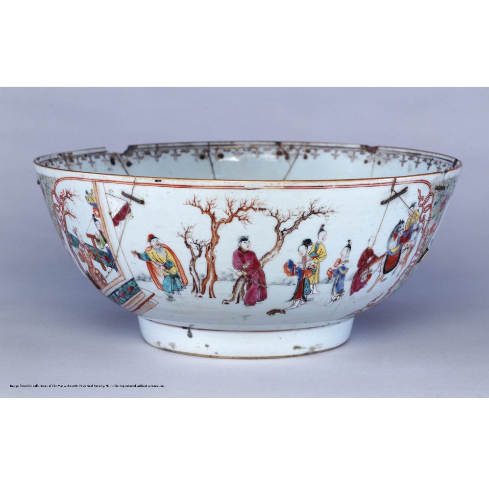 Some of the participants drank from this punch bowl belonging to Benjamin Edes before they marched to Griffin's Wharf to destroy the tea. http://www.masshist.org/database/viewer.php?item_id=1828&pid=3