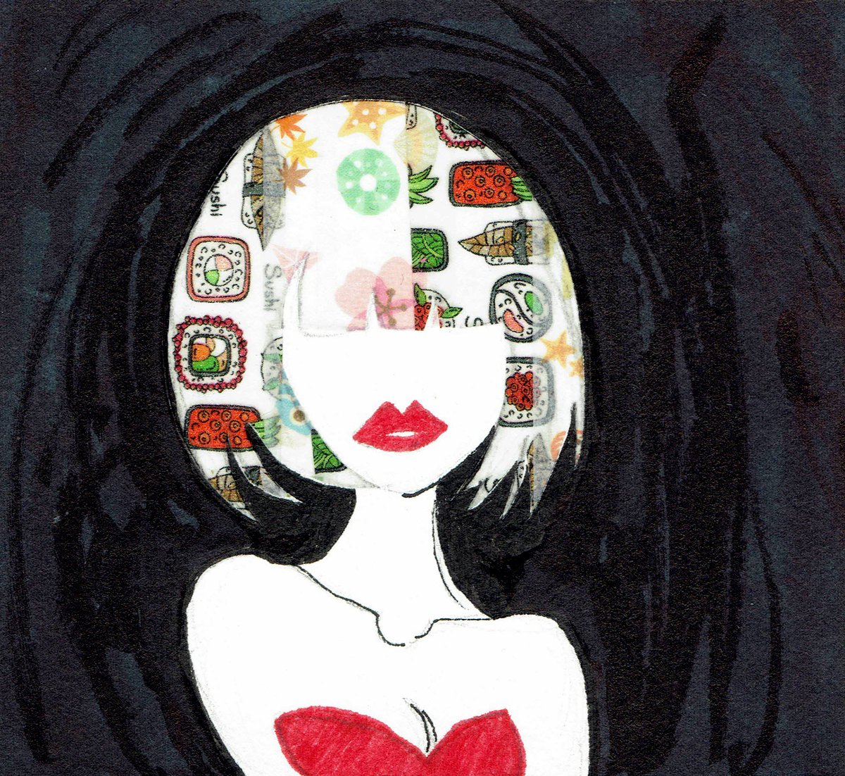 playing around w/ washi tape
i'll do speeddraw of these soon but tbh for me washi tape art is like heavy duty (acrylic/gel) nail art: fun &amp; pretty to look at, not as fun to do

this was illustration board