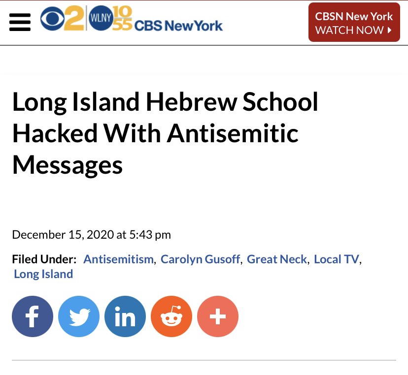 hmtcli's tweet photo. Our Chair Andrea Bolender speaks out against Long Island Hebrew school hacked with antisemitic messages! @hmtcli #notoleranceforintolerance #Holocaust #holocausteducation @WCBSTV https://t.co/S4iYFIkVLl