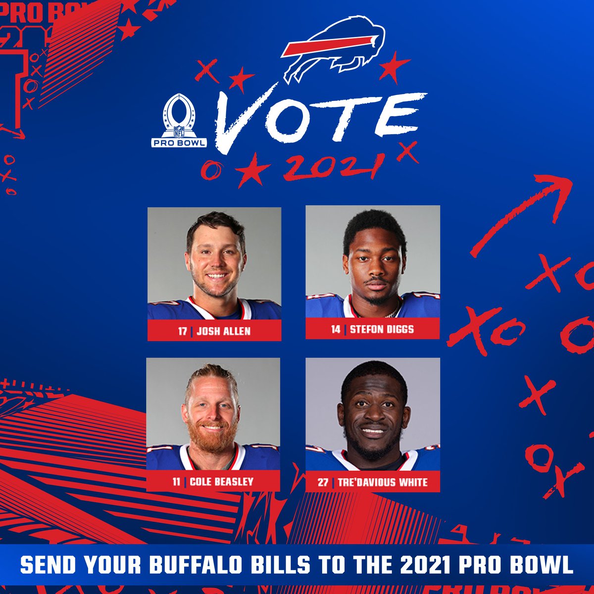 Buffalo Bills (@buffalobills) on Twitter photo 1️⃣ RETWEET = 2️⃣ VOTES
#ProBowlVote | <a href="/JoshAllenQB/">Josh Allen</a>
#ProBowlVote | @StefonDiggs
#ProBowlVote | <a href="/Bease11/">Cole Beasley</a>
#ProBowlVote | @TakeAwayTre_ 1️⃣ RETWEET = 2️⃣ VOTES
#ProBowlVote | <a href="/JoshAllenQB/">Josh Allen</a>
#ProBowlVote | @StefonDiggs
#ProBowlVote | <a href="/Bease11/">Cole Beasley</a>
#ProBowlVote | @TakeAwayTre_