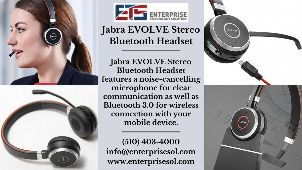 Jabra EVOLVE Stereo Bluetooth Headset features a noise-cancelling microphone for clear communication.
#serviceproviders #business #Enterprise #Technology #Solutions #infrastructure #projectteam #iot #iotdevices #Jabra #EVOLVE #Stereo #Bluetooth #headsets #microphone #professional