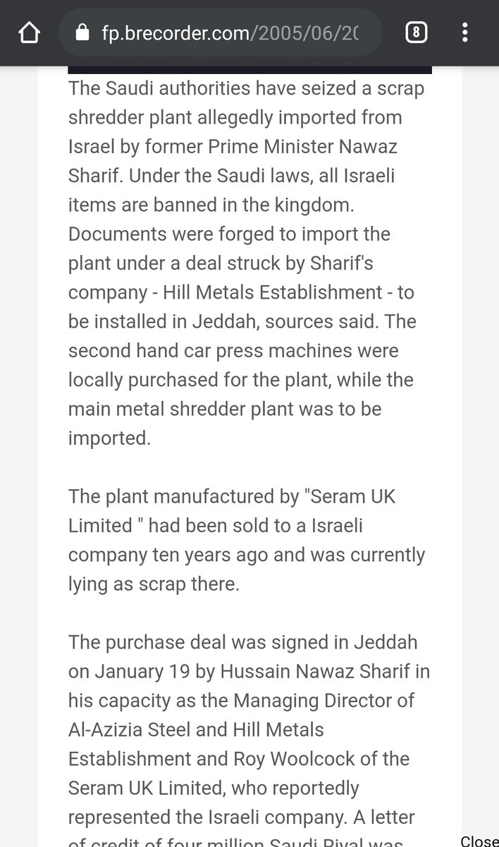 MujtabaSharf's tweet photo. 2005 میں بھی سعودی عرب نے بھی نواز شریف کی فیکٹری میں اسرائیل سے آنی والی مشینری کو جدہ میں روکا تھا
#اسرائیل_کا_یار_نوازشریف https://t.co/fS7I04j9Sb