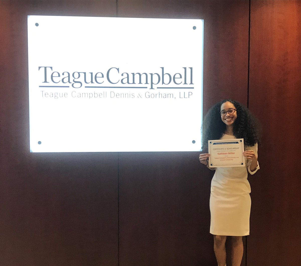 We would like to congratulate Kathleen Miller of Campbell Law School for receiving the first Diversity and Inclusion scholarship from Teague Campbell! #campbelllaw #DiversityandInclusion bit.ly/3r6bJP8