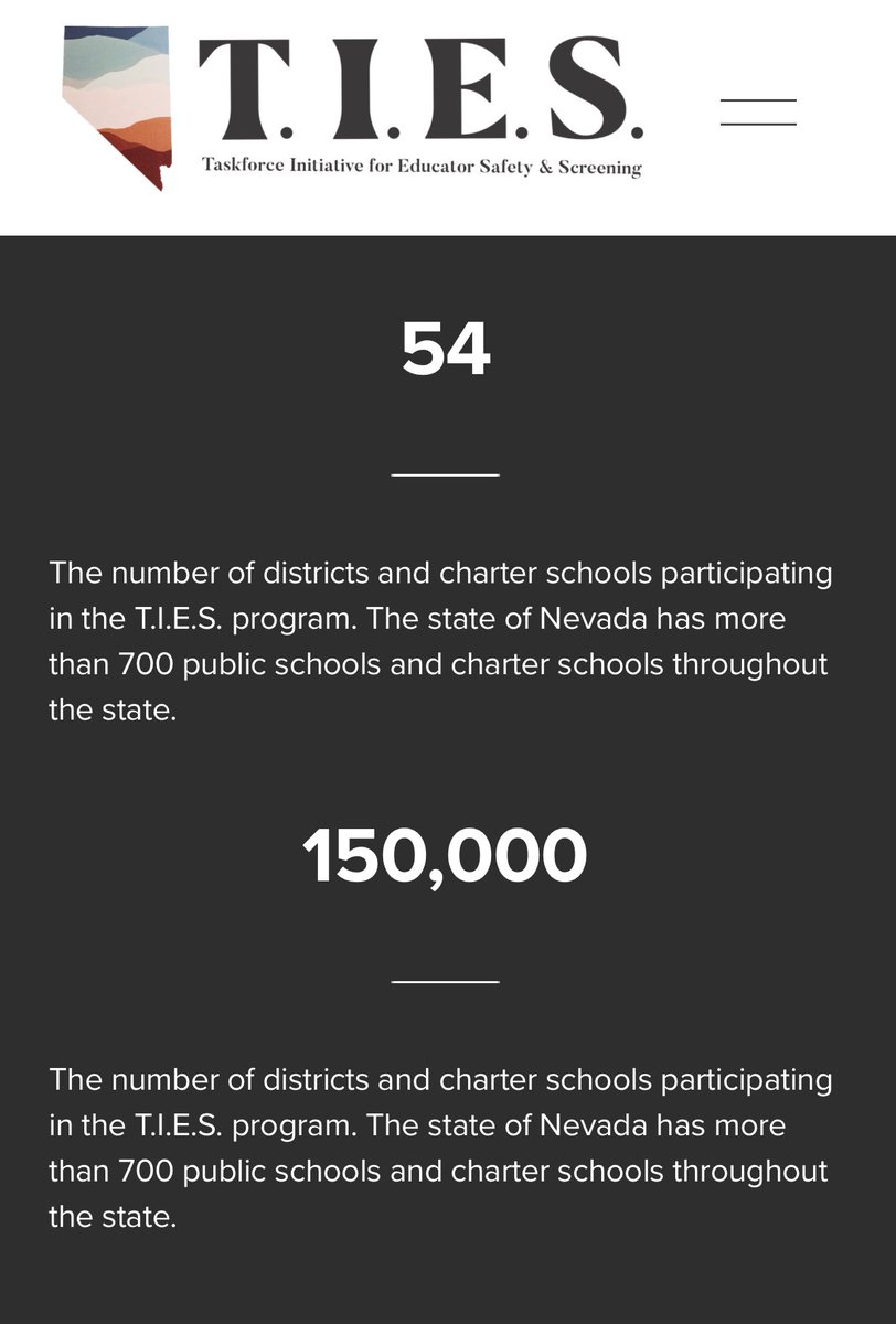T.I.E.S is a statewide COVID-19 testing and symptoms monitoring program. More than 62,500 Nevada state public school staff, including teachers, administrators, bus drives, and more, are eligible to participate in T.I.E.S. NevadaTies.org <a href="/ClarkCountySch/">CCSD</a> @NevadaReady