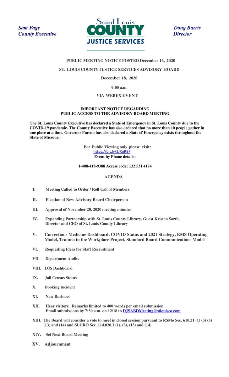 StlCoDJS's tweet image. Public Meeting notice