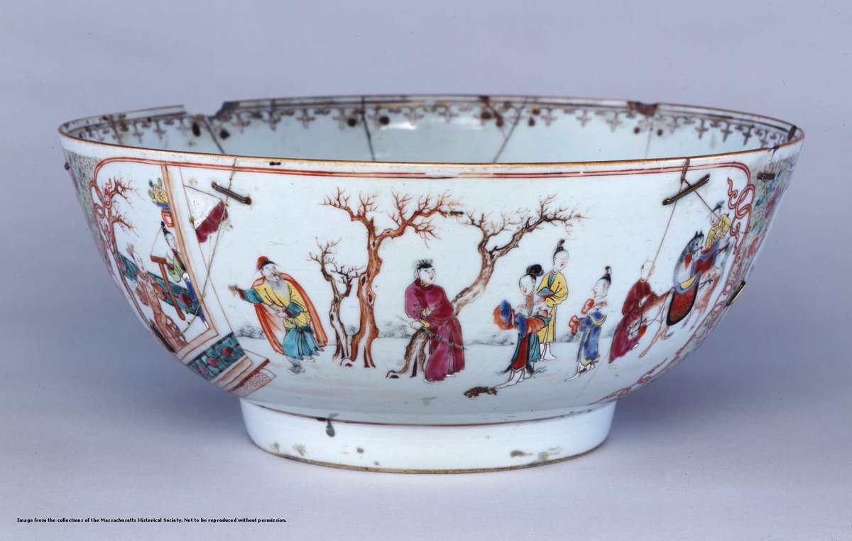  Next, read about the party before the Party. This porcelain punch bowl was owned by Benjamin Edes family of Boston prior to  #AmRev. On the afternoon of the Boston Tea Party, Edes entertained some of his fellow conspirators, serving them from this bowl.  http://www.masshist.org/object-of-the-month/objects/the-party-before-the-boston-tea-party-2009-08-01
