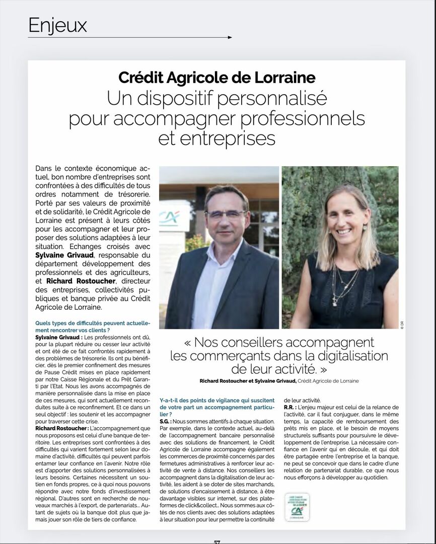 ALRobertCal's tweet photo. 🗞️#RevuedePresse 
Dans @LeMensuelGE de décembre, le @C_A_Lorraine revient sur son rôle dans l'accompagnement de ses clients et la relance de l'activité sur le territoire #lorrain
#professionnels #entreprises https://t.co/kpqX9BzBPg