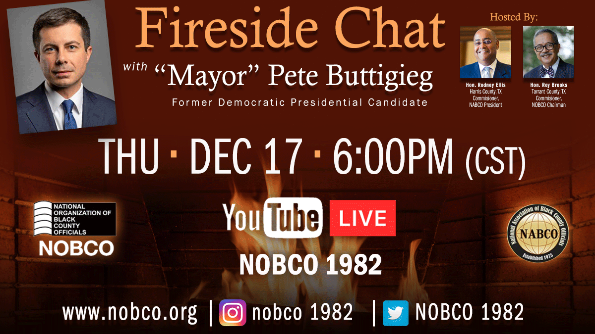 Join me &amp; <a href="/RoyCBrooks/">Roy Charles Brooks</a> as we host a Fireside Chat w/ former Democratic presidential candidate and Biden’s nominee for <a href="/USDOT/">U.S. Department of Transportation</a>, <a href="/PeteButtigieg/">Pete Buttigieg</a> on behalf of the NABCO and <a href="/nobcoinc/">NOBCO 1982</a>. The conversation is happening this Thursday at 6 pm! I hope you tune in.
