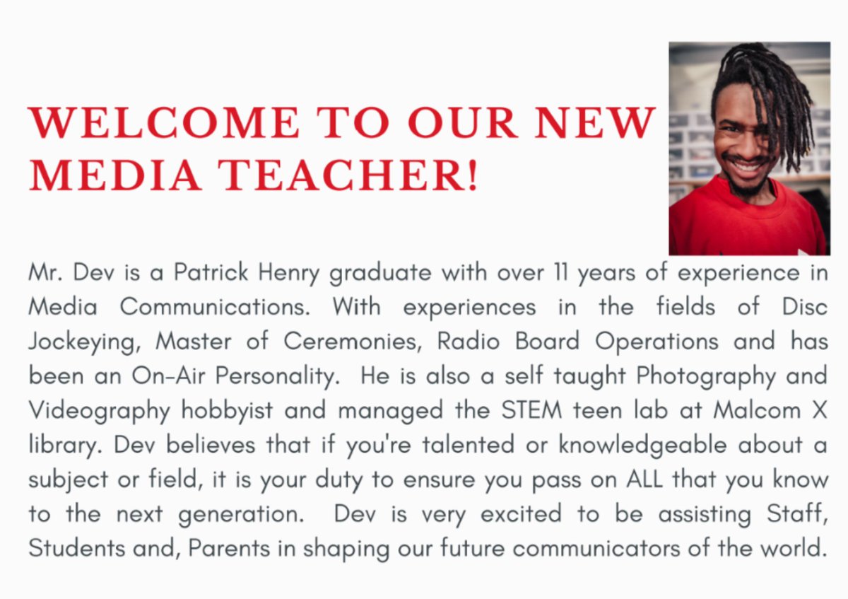 itsdevuhrow's tweet photo. Hey guys! I'm a teacher now 😃 #elementaryteacher #iteachmedia 👨🏾🏫 https://t.co/xhDuWdD6Pr