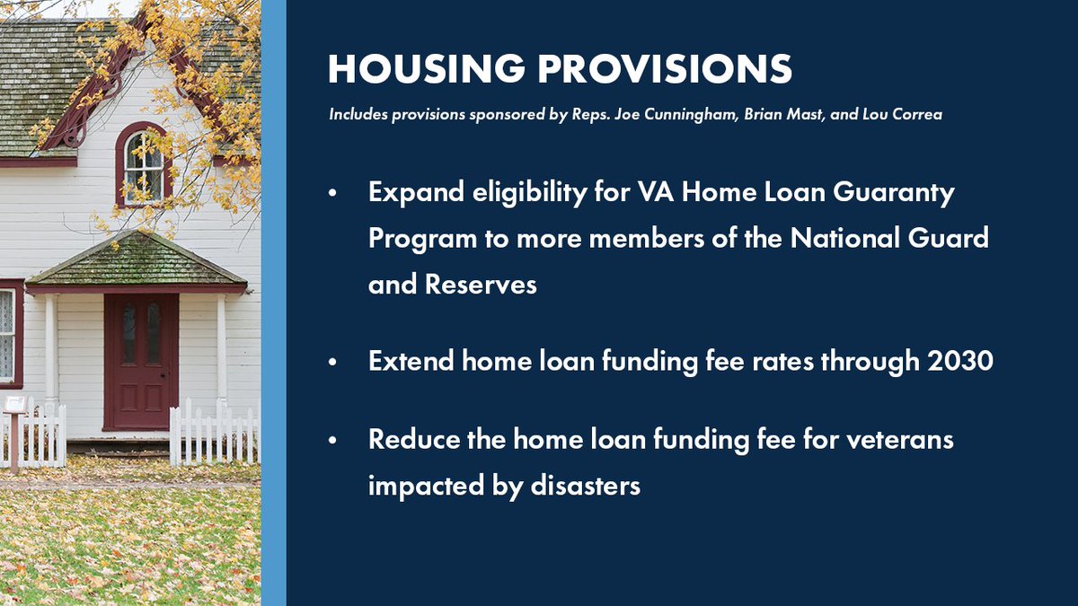 VetAffairsDems's tweet image. From housing assistance to debt collection reform to researching the effects of Agent Orange exposure, H.R. 7105 makes sure veterans are supported in all aspects of life when they transition out of service.

Learn more about the expanded benefits in our end of year package ⬇️