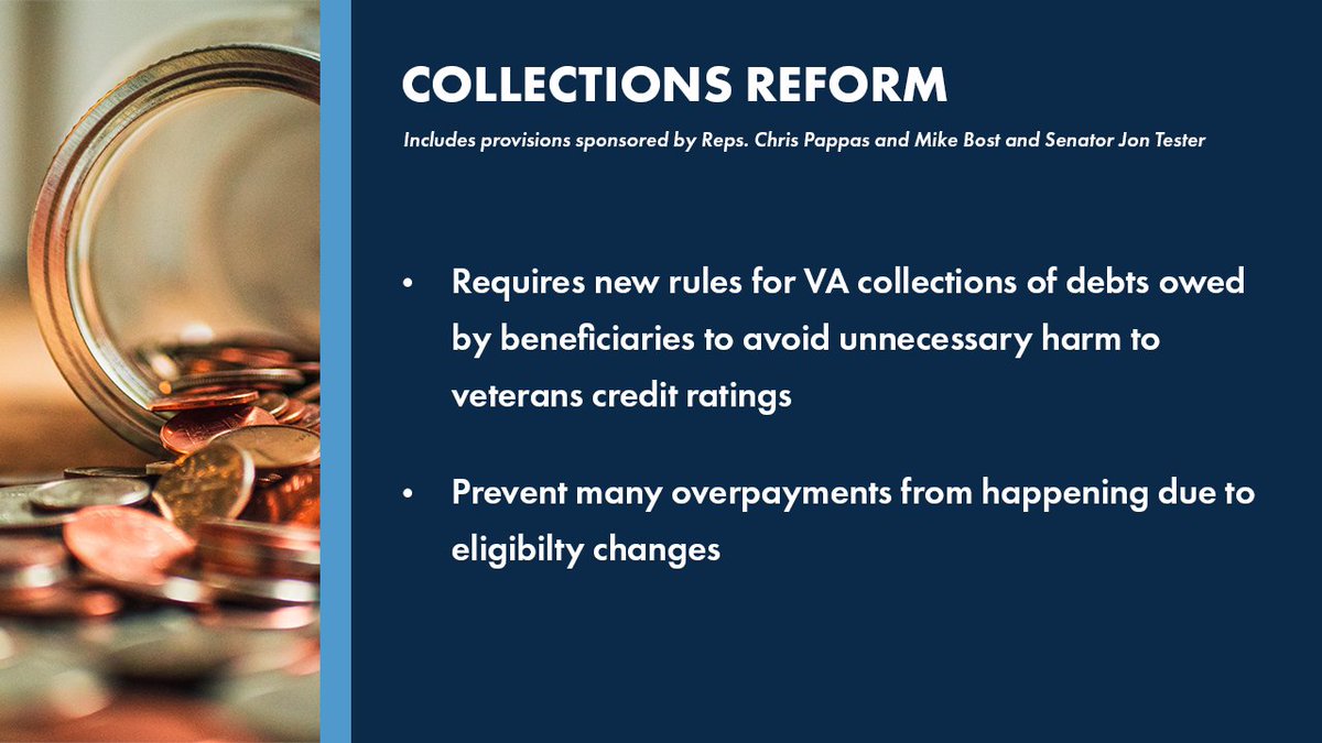 VetAffairsDems's tweet image. From housing assistance to debt collection reform to researching the effects of Agent Orange exposure, H.R. 7105 makes sure veterans are supported in all aspects of life when they transition out of service.

Learn more about the expanded benefits in our end of year package ⬇️