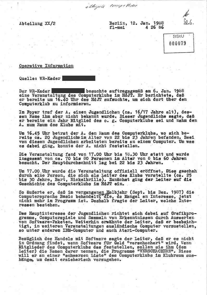 The Stasi view of East German gamers was withering: they called themselves "freaks", they clearly had a negative attitude and "this could cause serious problems.” Commodore 64 users were warmongers!